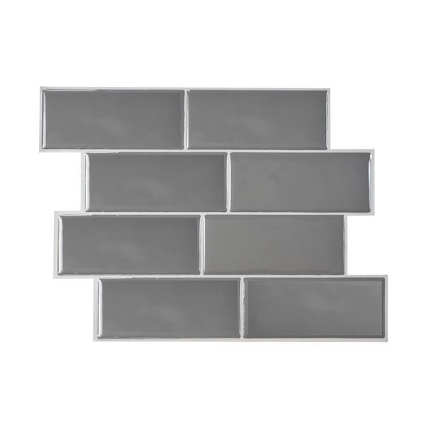 Smart Tiles 8.38 in. W X 11.56 in. L Gray Mosaic Vinyl Adhesive Wall Tile 4 pc SM1064-4